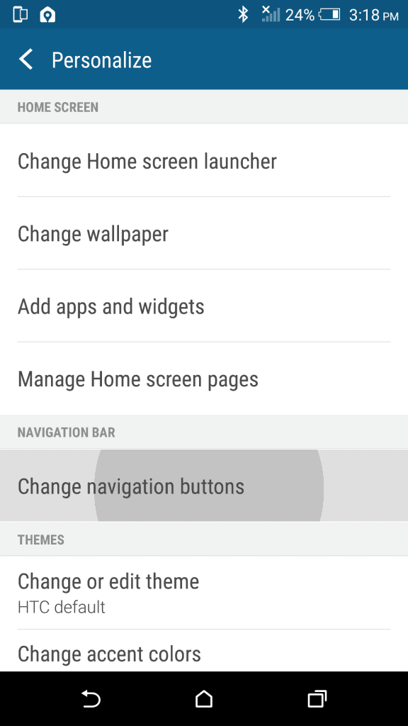 navigation bar on HTC One M9 1