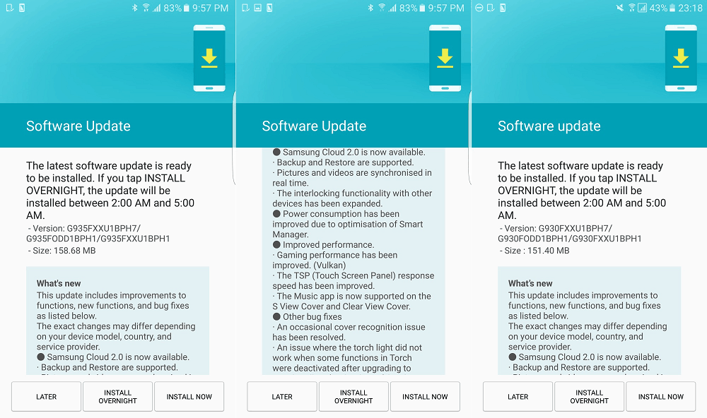 Galaxy S7 and S7 Edge update 