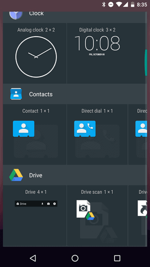 add contacts to Android home screen