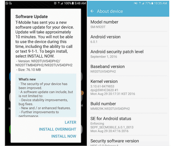 September security patch for Galaxy Note 5