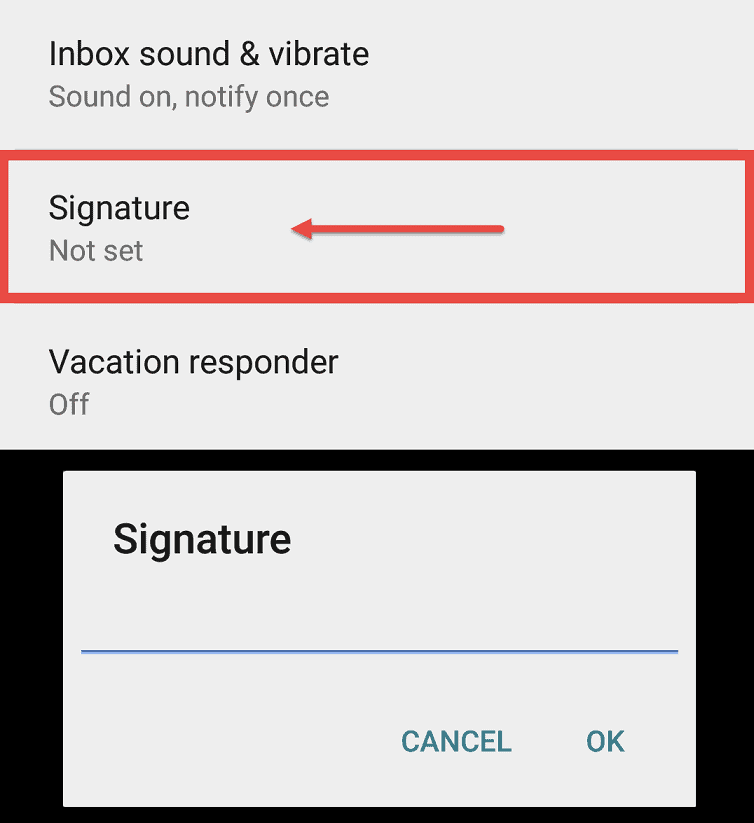 customize Gmail signature on Android