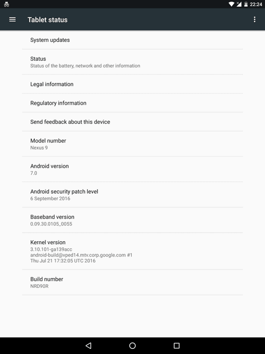 Nougat update for Nexus 9