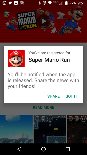 preregister for Super Mario Run on Android