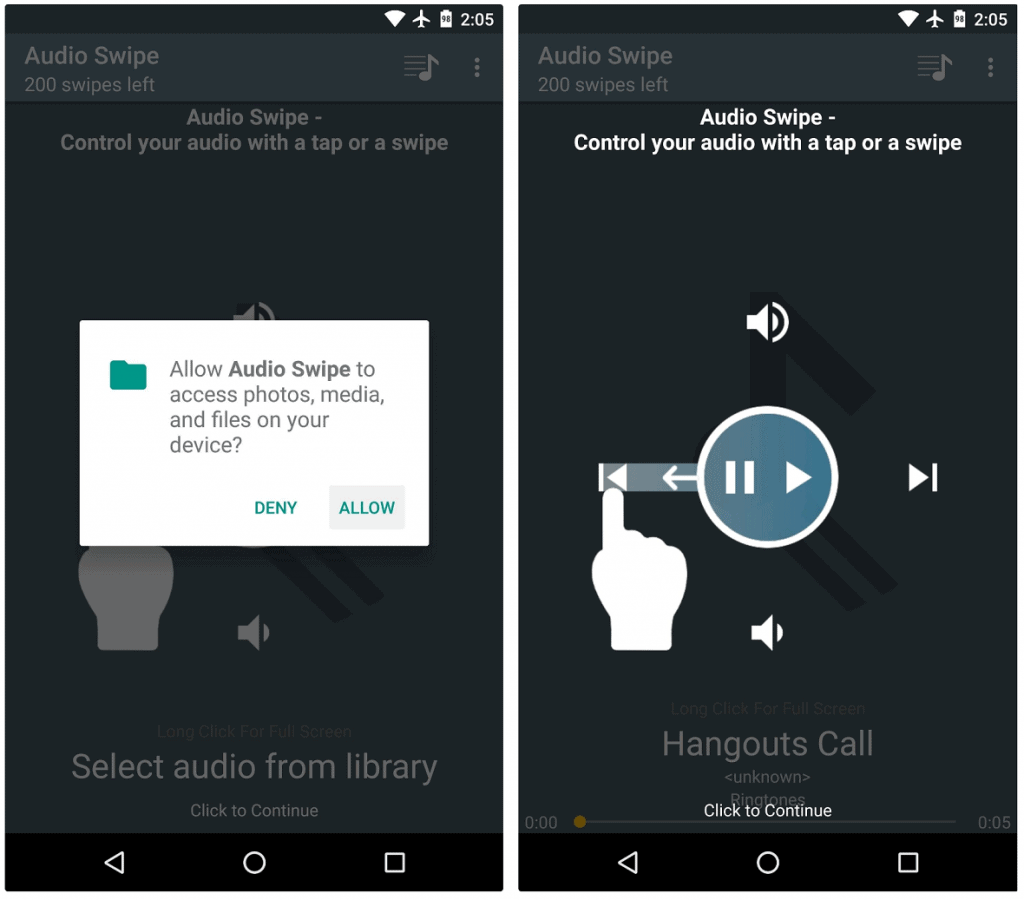 Swipe to Change Volume and Skip Songs on Android