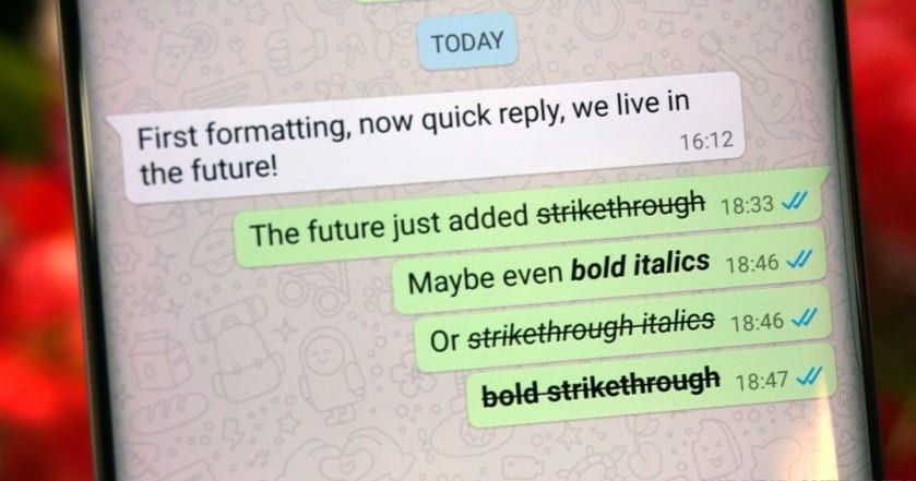 WhatsApp Update Bold, Italics and Strikethrough