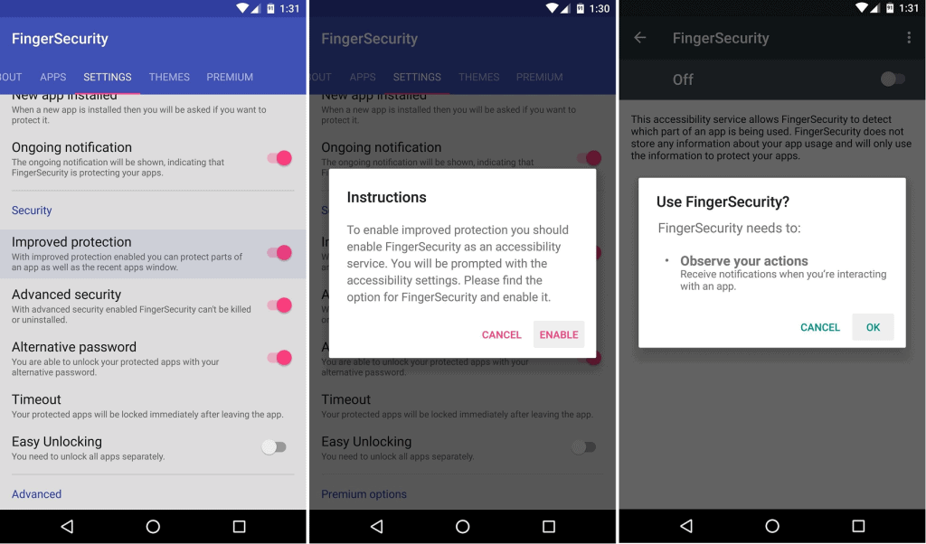 fingerprint lock apps in Android 4