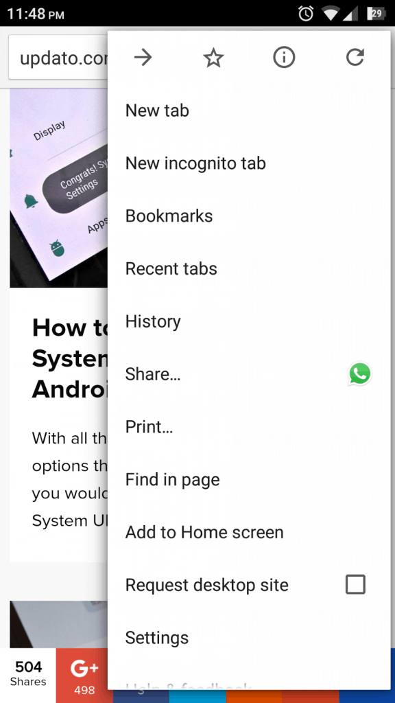 add website to Android Home screen