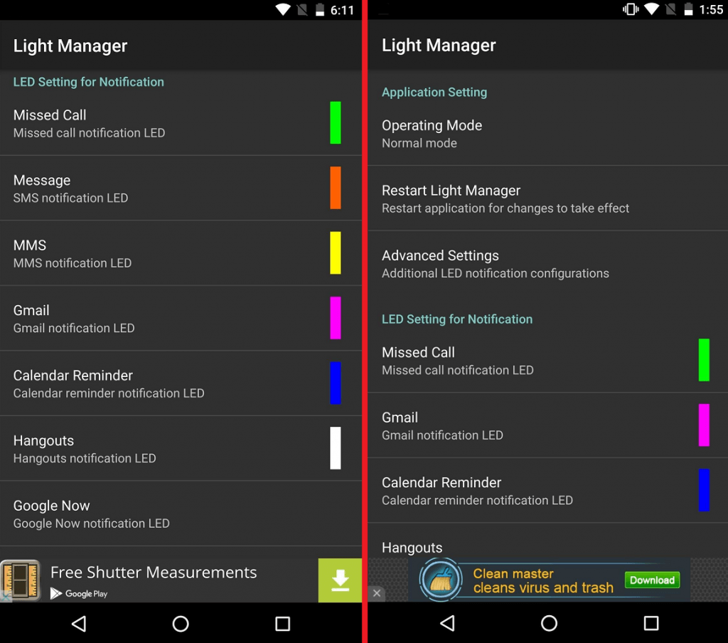 customize LED notifications on Android