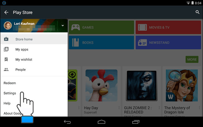 Clear search history in Google Play Store 