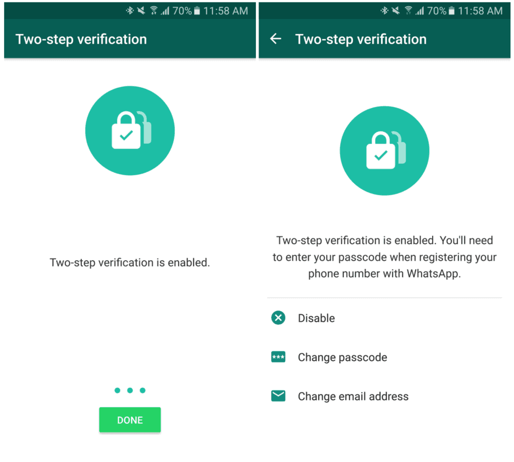 enable two-step verification on WhatsApp