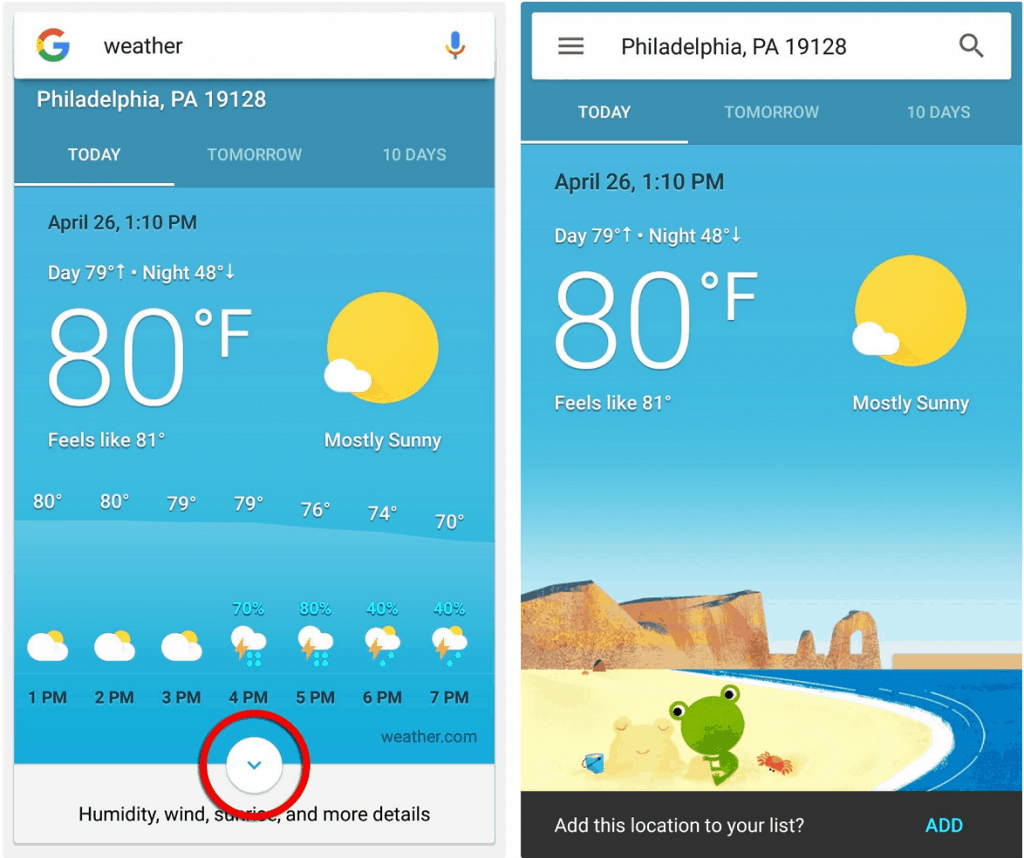 google weather app for android