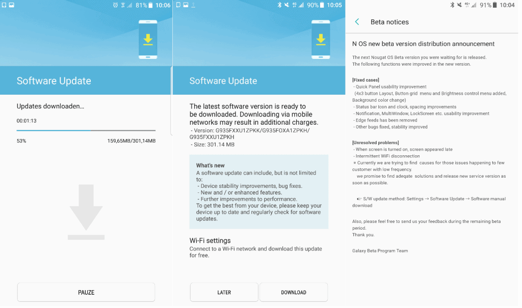 update to Android Nougat beta