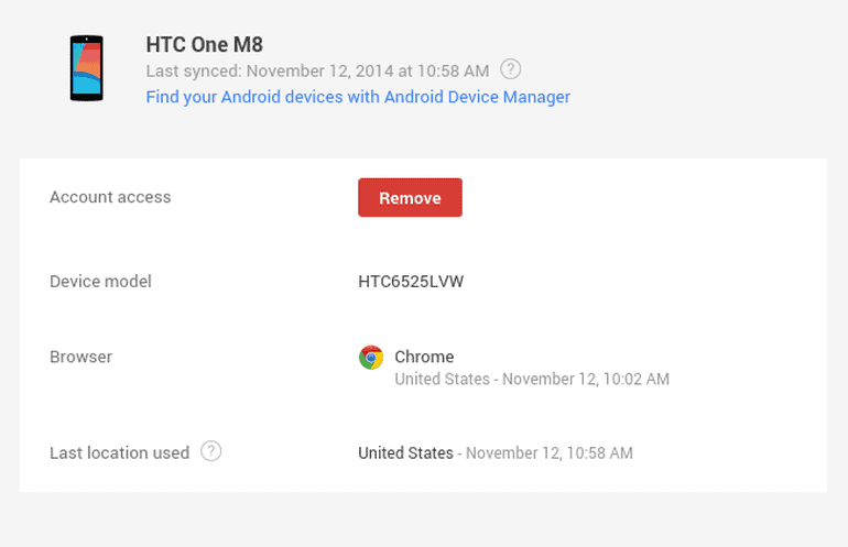 remove old or lost device from Google account