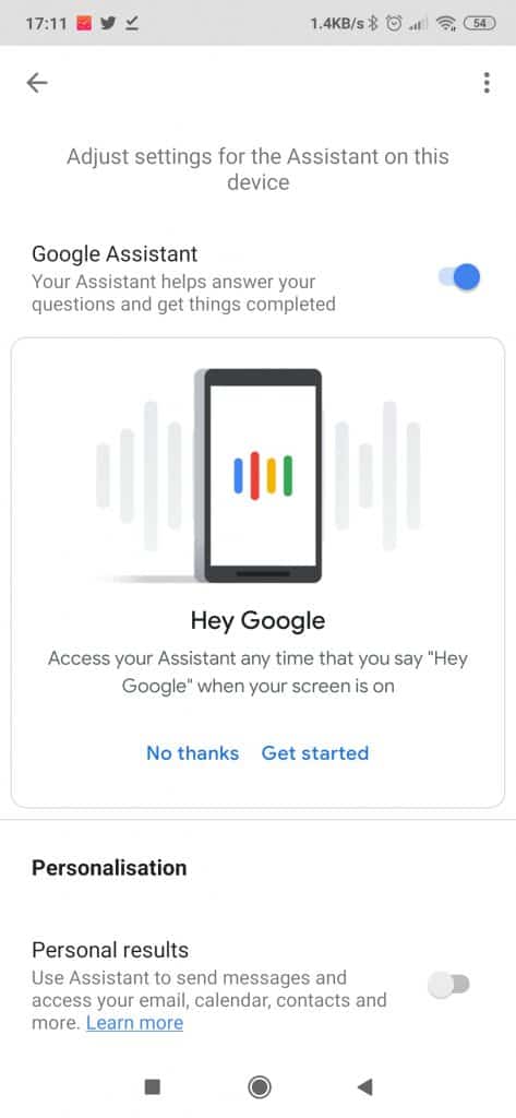 Turn off Google assistant