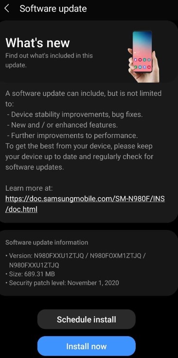 Note 20 One UI 3.0 2nd beta update