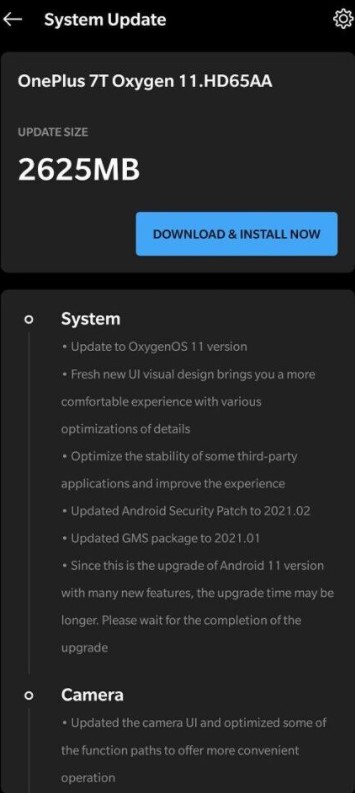 OnePlus 7 series Android 11 update